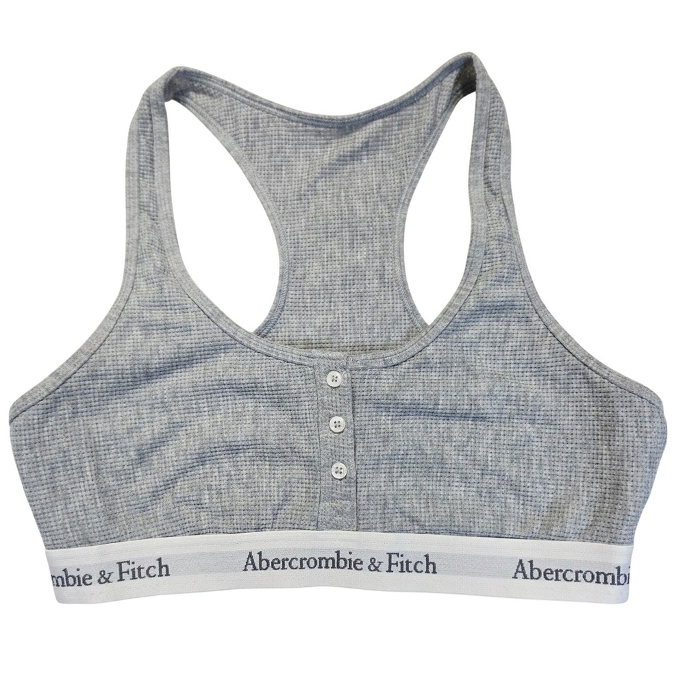 Abercrombie & Fitch Grey Waffle Knit Henley Bralette Racerback Lounge Bra S